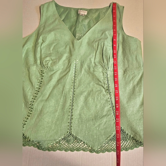 Emma James Women's Skirt Top Size 16W Two Piece Set Embroidered Trim Green - Picture 13 of 14